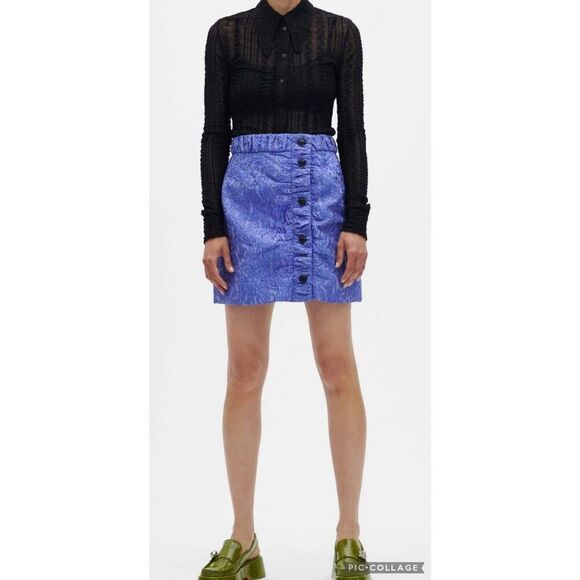 NWOT Ganni Women 3D Jacquard Mini Skirt in Blue Iris Sz4 $375 D6 - Picture 3 of 12